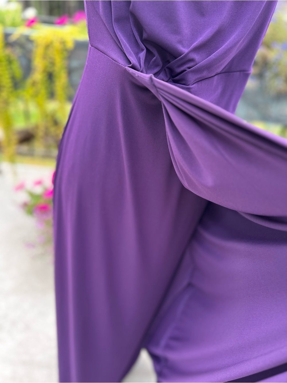 Purple Sleeveless Ruched Maxi Dress - Picture 6 of 8
